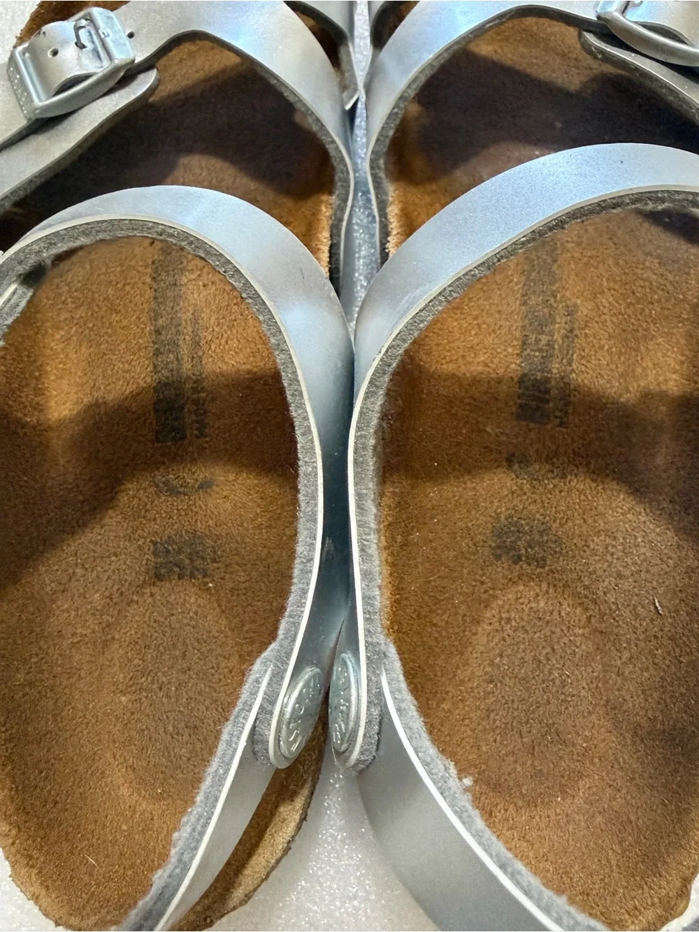 Birkenstock Kids Silver Metallic Two-Buckle Sandals